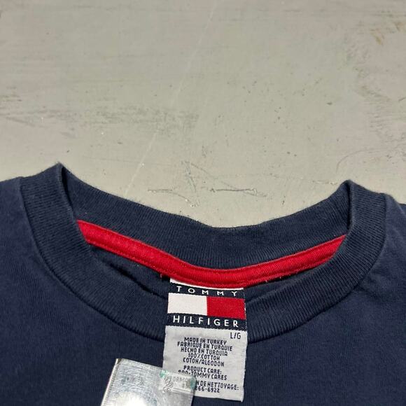 Y2K Embroidered Red and Navy Tommy Hilfiger Long Sleeve - Picture 3 of 4